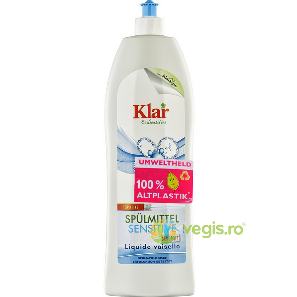 Detergent Lichid Sensitiv pentru Vase Ecologic/Bio 1 L, KLAR, Detergent Vase, 1, Vegis.ro