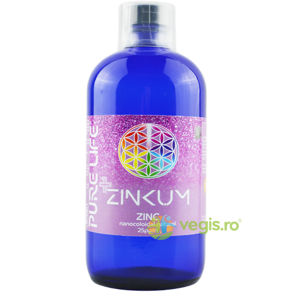 Zinc Nanocoloidal Natural ZINKUM 25ppm 480ml, PURE LIFE, Suplimente Lichide, 1, Vegis.ro