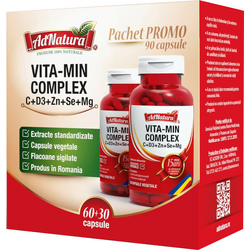 Pachet Vita-Min Complex C+D3+Zn+Se+Mg 60cps+30cps ADNATURA