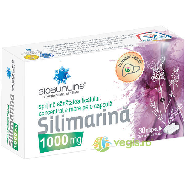 Silimarina 1000mg 30cps, BIOSUNLINE, Capsule, Comprimate, 1, Vegis.ro
