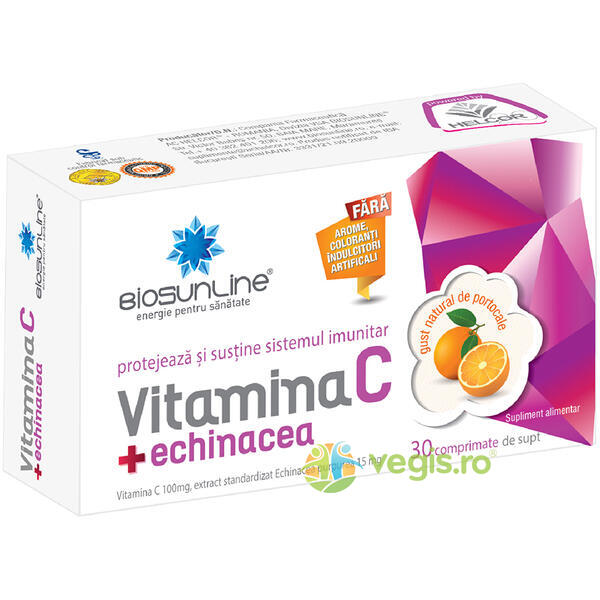 Vitamina C Echinacea 30cpr, BIOSUNLINE, Vitamina C, 1, Vegis.ro