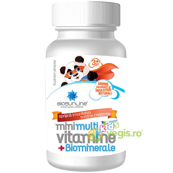 Mini Multi Vitamine + Biominerale 30cpr masticabile, BIOSUNLINE, Suplimente pentru copii, 1, Vegis.ro