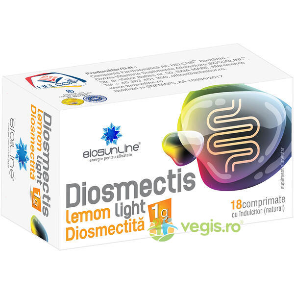 Diosmectis (Diosmectita) Lemon Light 18cpr dispersabile, BIOSUNLINE, Capsule, Comprimate, 1, Vegis.ro