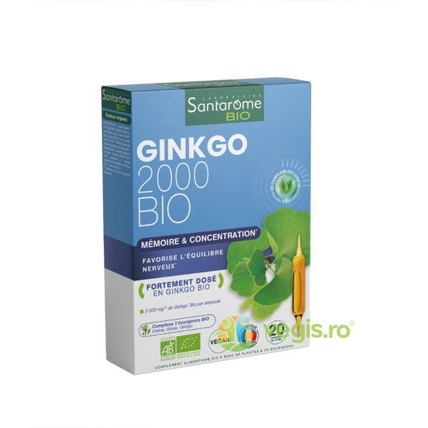 Ginkgo 2000  Ecologic/Bio 20fiole, SANTAROME, Fiole, 6, Vegis.ro