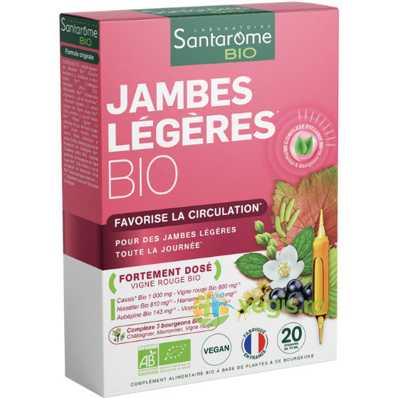 Jambes Legeres BIO (Picioare Usoare) Ecologic/Bio 20fiole, SANTAROME, Fiole, 6, Vegis.ro