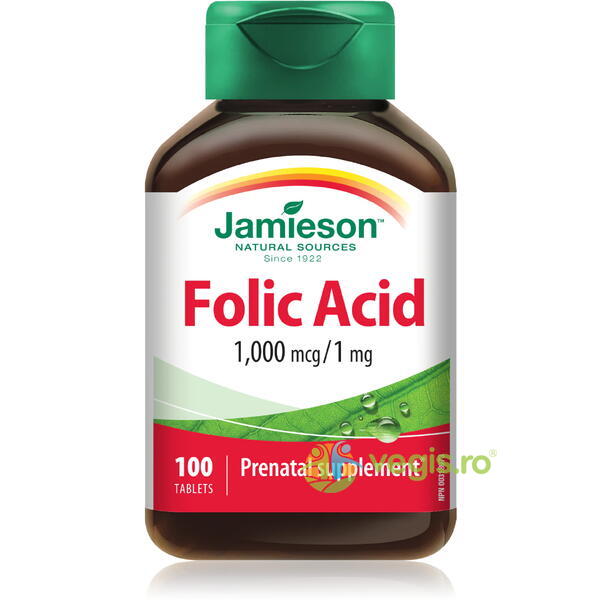 Acid Folic 1mg 100tb, JAMIESON, Mamici si gravide, 1, Vegis.ro