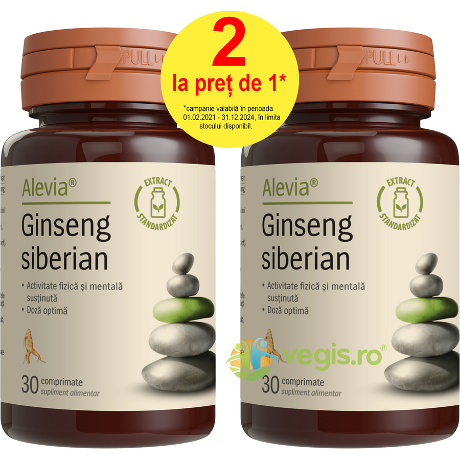 Pachet Ginseng Siberian 30cpr+30cpr Alevia