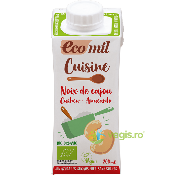 Crema de Caju pentru Gatit fara Gluten Ecologica/Bio 200ml, ECOMIL, Alimente BIO/ECO, 1, Vegis.ro