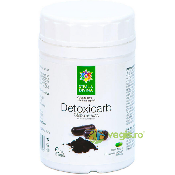 Detoxicarb Carbune Vegetal Activ 60cps vegetale, STEAUA DIVINA, Capsule, Comprimate, 1, Vegis.ro