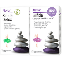 Pachet Silfide Complex de Slabit Forte Plus Fucoidan 60cpr + Silfide Detox 30cpr ALEVIA