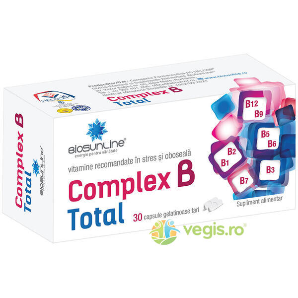Complex B Total 30cps, BIOSUNLINE, Vitamine, Minerale & Multivitamine, 1, Vegis.ro
