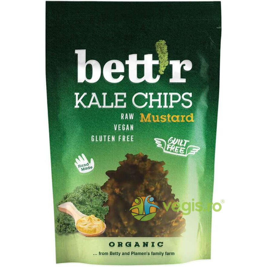 Chips-uri din Kale cu Mustar Raw fara Gluten Ecologice/Bio 30g 30g Alimentare