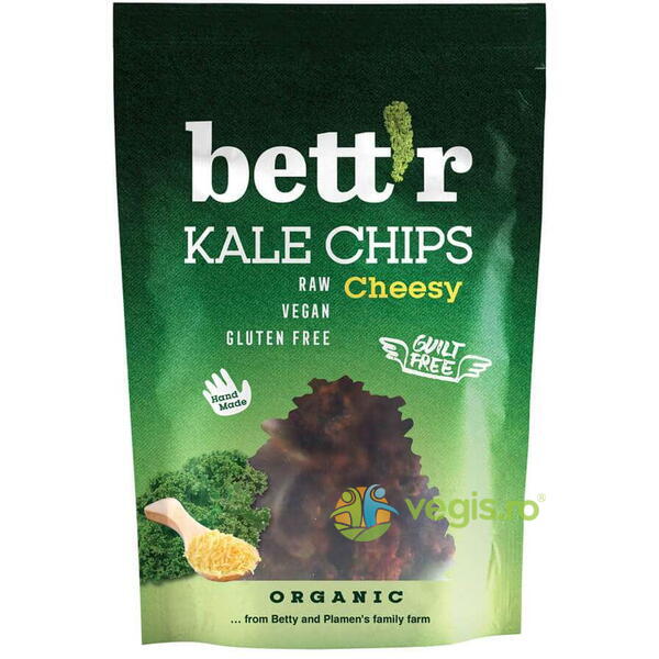 Chips-uri din Kale cu Aroma de Branza Raw fara Gluten Ecologice/Bio 30g, BETTR, Gustari, Saratele, 1, Vegis.ro