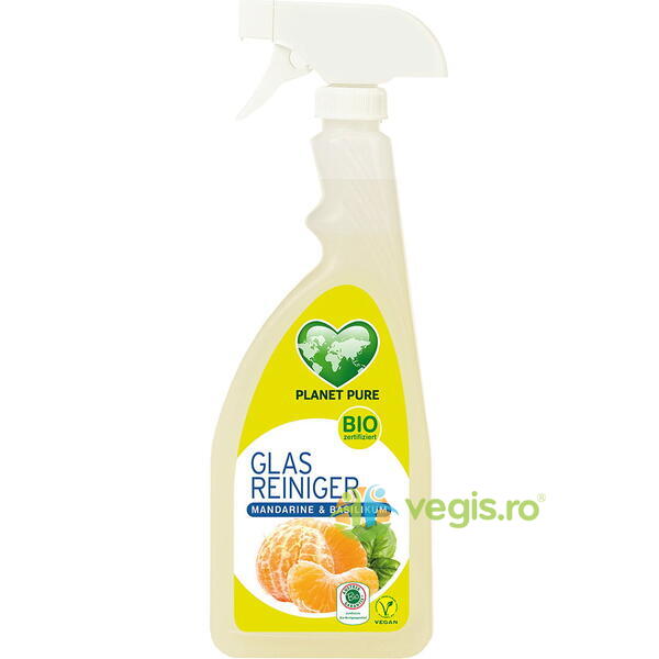 Detergent pentru Sticla cu Mandarin si Busuioc Ecologic/Bio 510ml, PLANET PURE, Produse de Curatenie Casa, 1, Vegis.ro
