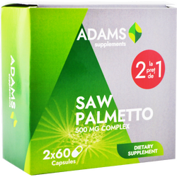 Pachet Palmier Pitic (Saw Palmetto) 500mg 60cps+60cps ADAMS VISION