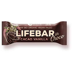 Baton cu Cacao si Vanilie in Ciocolata Raw Ecologic/Bio 40g LIFEBAR