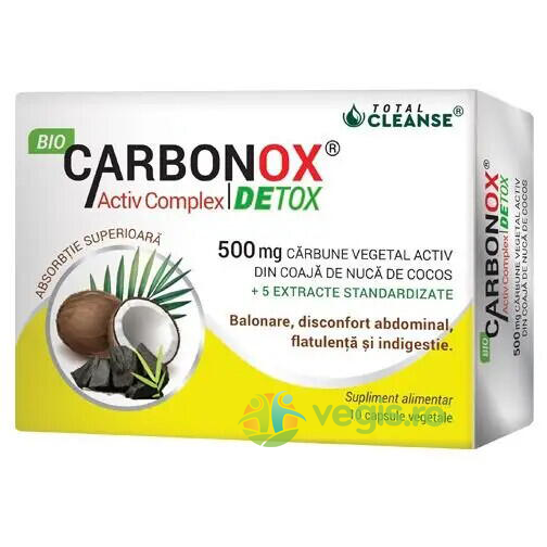 Bio Carbonox Activ Complex Detox 10cps vegetale, COSMOPHARM, Capsule, Comprimate, 1, Vegis.ro