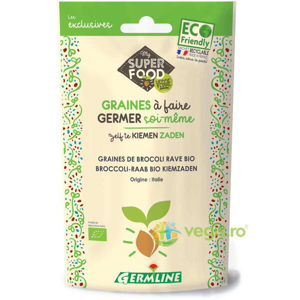 Seminte de Broccoli Rabe pentru Germinat Ecologice/Bio 150g, GERMLINE, Seminte de cultivat/germinat, 1, Vegis.ro