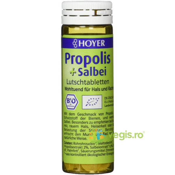 Dropsuri cu Propolis si Salvie Ecologice/Bio 60buc, HOYER, Remedii Capsule, Comprimate, 1, Vegis.ro