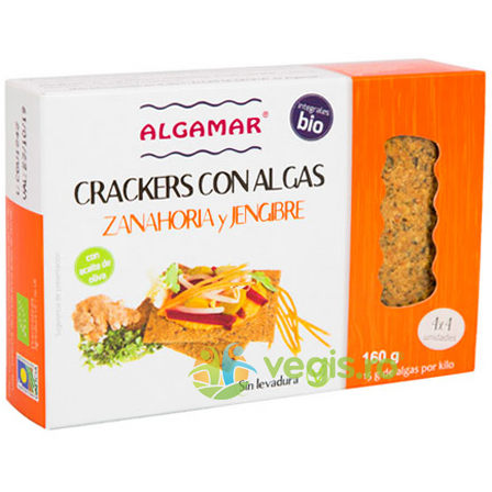 Crackers cu Morcovi, Ghimbir si Alge Marine Ecologici/Bio 160g, ALGAMAR, Gustari, Saratele, 1, Vegis.ro