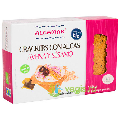 Crackers cu Ovaz, Susan si Alge Marine Ecologici/Bio 160g, ALGAMAR, Gustari, Saratele, 1, Vegis.ro