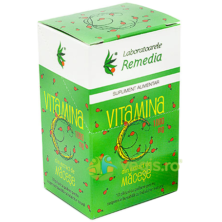 Vitamina C 1000mg cu Macese 10plicuri, REMEDIA, Vitamina C, 1, Vegis.ro