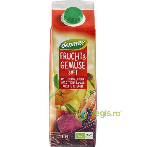 Suc Rosu de Fructe si Legume Ecologic/Bio 1L, DENNREE, Siropuri, Sucuri naturale, 1, Vegis.ro