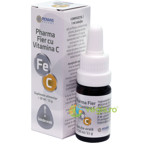 Fier cu Vitamina C Solutie Orala 10ml, RENANS PHARMA, Suplimente Lichide, 1, Vegis.ro