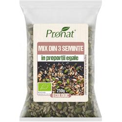 Mix din 3 Seminte in Proportii Egale Ecologic/Bio 250g PRONAT