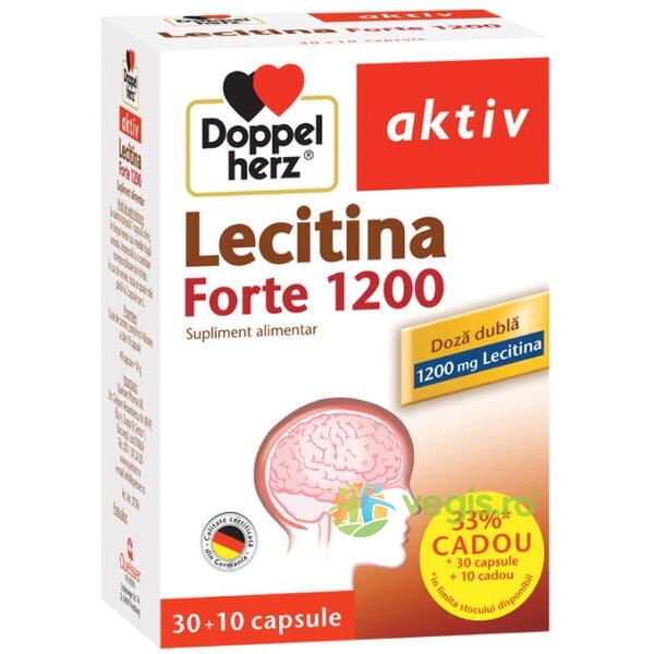 Lecitina Forte 1200mg Aktiv 30cps+10cps, DOPPEL HERZ, Capsule, Comprimate, 1, Vegis.ro
