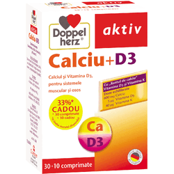 Calciu + Vitamina D3 Aktiv 30cpr+10cpr DOPPEL HERZ