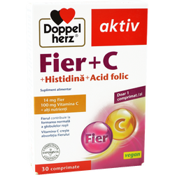 Fier + Vitamina C + Histidina + Acid Folic Aktiv 30cpr DOPPEL HERZ