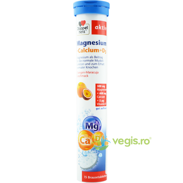 Magneziu + Calciu + Vitamina D3 Aktiv 15cpr efervescente, DOPPEL HERZ, Vitamine, Minerale & Multivitamine, 1, Vegis.ro