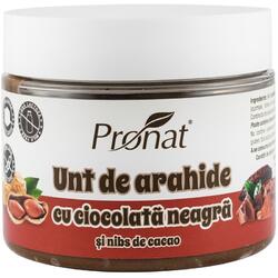 Unt de Arahide cu Ciocolata Neagra si Bucati de Cacao 300g PRONAT