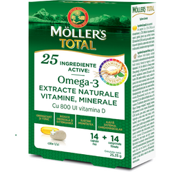 Total Omega-3 cu Vitamina D 800U.I 14cps moi + 14cpr filmate MOLLERS