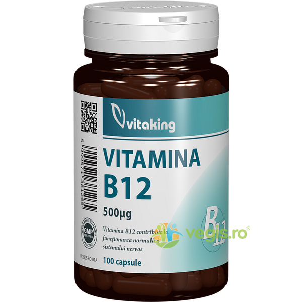 Vitamina B12 500mcg 100cps, VITAKING, Vitamina B12, 1, Vegis.ro