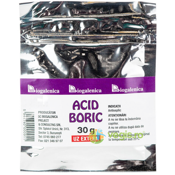 Acid Boric 30g, BIOGALENICA, Produse auxiliare, 1, Vegis.ro