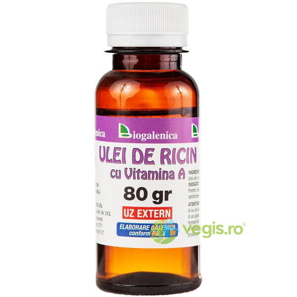 Ulei de Ricin cu Vitamina A 80g, BIOGALENICA, Ulei de ricin, 1, Vegis.ro