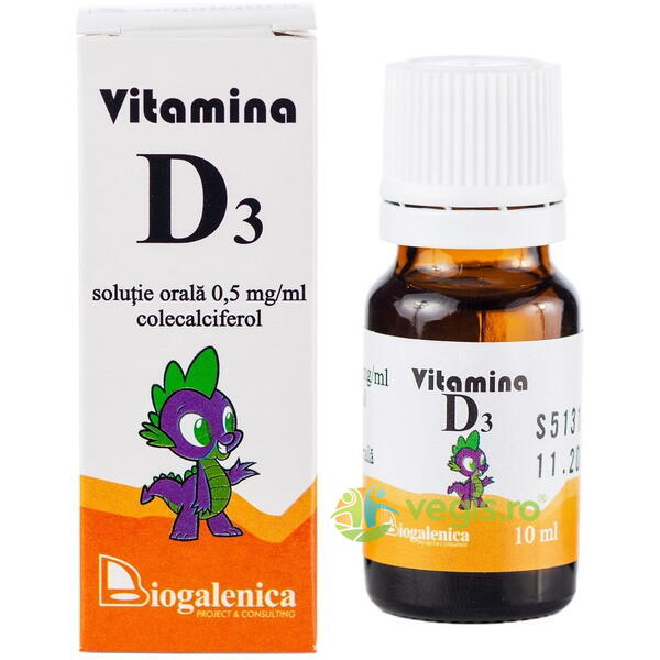 Vitamina D3 Solutie Orala 10ml, BIOGALENICA, Suplimente Lichide, 1, Vegis.ro