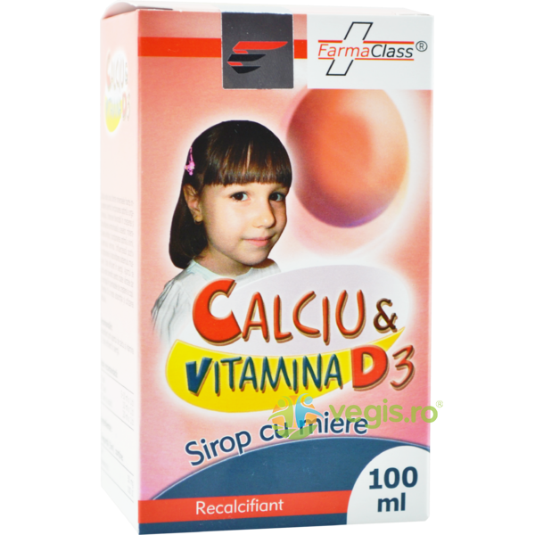 Calciu si Vitamina D3 Sirop cu Miere 100ml, FARMACLASS, Siropuri, Sucuri naturale, 1, Vegis.ro