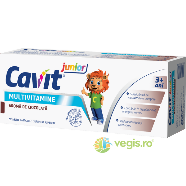 Cavit Multivitamine Junior cu Aroma de Ciocolata 20tb masticabile, BIOFARM, Vitamine, Minerale & Multivitamine, 1, Vegis.ro