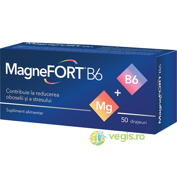 Magnefort B6 (Magneziu + Vitamina B6) 50drj, BIOFARM, Vitamine, Minerale & Multivitamine, 1, Vegis.ro