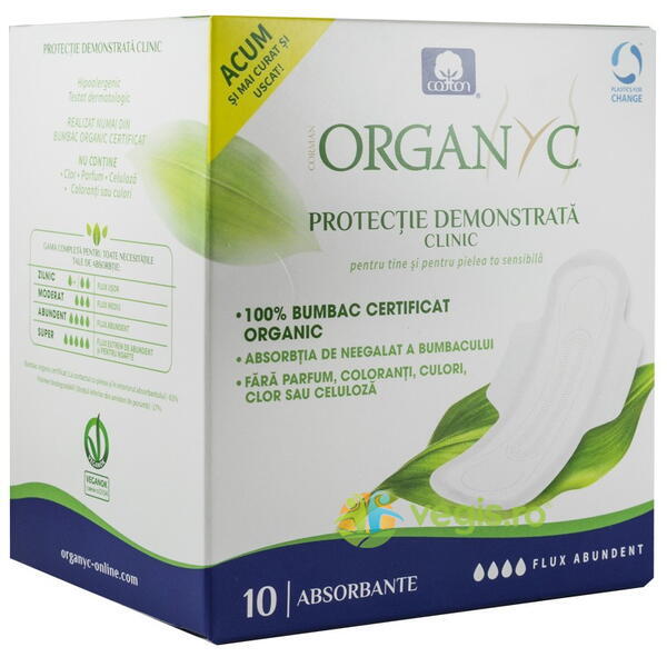 Absorbante Intime din Bumbac Organic pentru Noapte 10buc, CORMAN ORGANYC, Ingrijire & Igiena Intima, 1, Vegis.ro