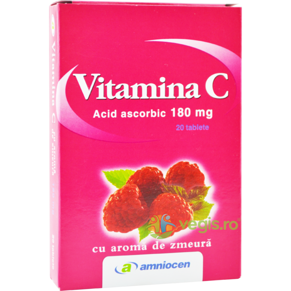 Vitamina C 180mg cu Aroma de Zmeura 20tb, AMNIOCEN, Vitamina C, 1, Vegis.ro