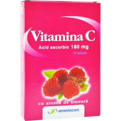 Vitamina C 180mg cu Aroma de Zmeura 20tb AMNIOCEN