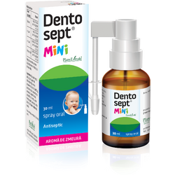 Dentosept Mini Spray Oral Antiseptic cu Aroma de Zmeura pentru Copii 30ml PLANTEXTRAKT