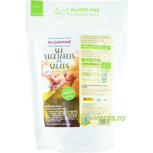Mix de Alge Marine pentru Salata Ecologic/Bio 100g, ALGAMAR, Alimente BIO/ECO, 2, Vegis.ro