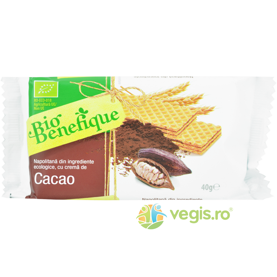 Napolitane cu Cacao Benefique Ecologice/Bio 40g 40g Alimentare