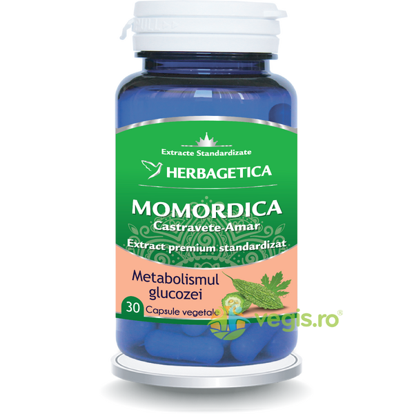 Momordica Extract de Castravete Amar 30cps, HERBAGETICA, Remedii Capsule, Comprimate, 1, Vegis.ro