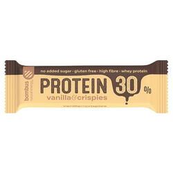 Baton Proteic cu Vanilie si Crispies fara Gluten 30% Proteine 50g BOMBUS